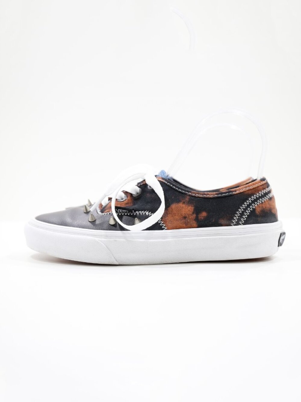 Vans Tartan Daze Bleached Black Canvas & Leather Low Top Sneakers - Women's 6